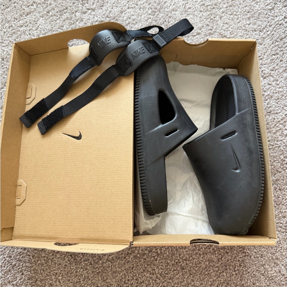 men’s 8 nike black slip on mules shoe slipper slide